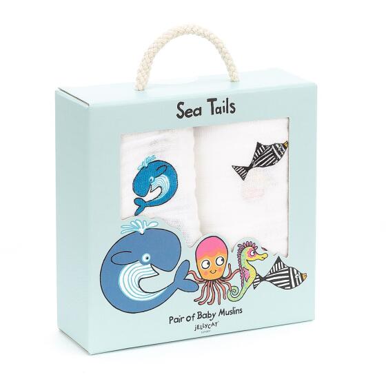 JELLYCAT - 2PK SEA TAILS MUSLINS