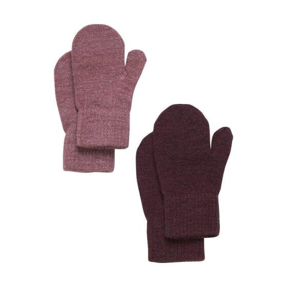 Celavi Magic Mittens Fausthandschuhe 2er Pack - Sand & Rosa Mit Glitzer
