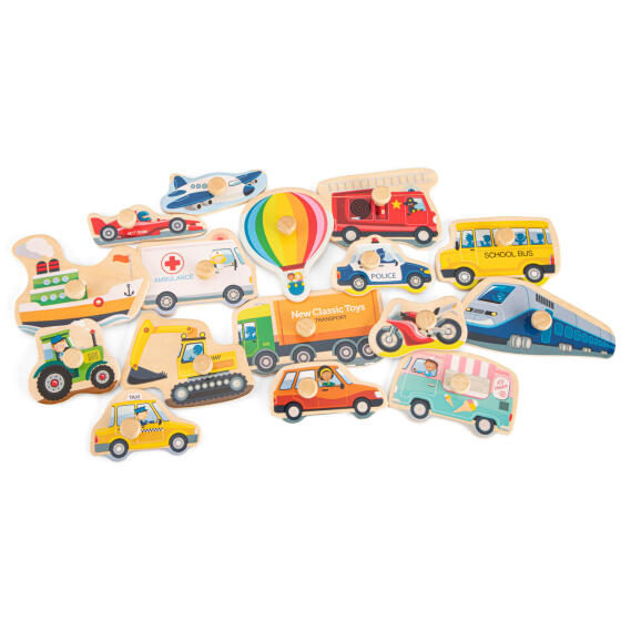 NEW CLASSIC TOYS - KØRETØJER - KNOPPUSLESPIL NEW CLASSIC TOYS - KØRETØJER - KNOPPUSLESPIL