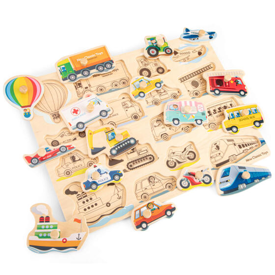 NEW CLASSIC TOYS - KØRETØJER - KNOPPUSLESPIL NEW CLASSIC TOYS - KØRETØJER - KNOPPUSLESPIL