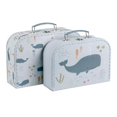 A LITTLE LOVELY COMPANY - OCEAN SUITCASES 2PC