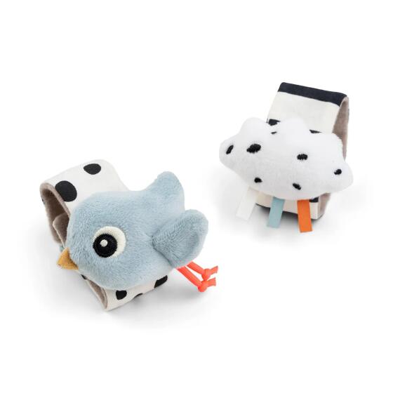 DONE BY DEER - WRIST RATTLE 2PK HAPPY CLOUDS