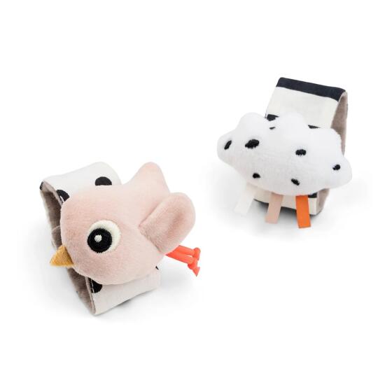 DONE BY DEER - WRIST RATTLE 2PK HAPPY CLOUDS