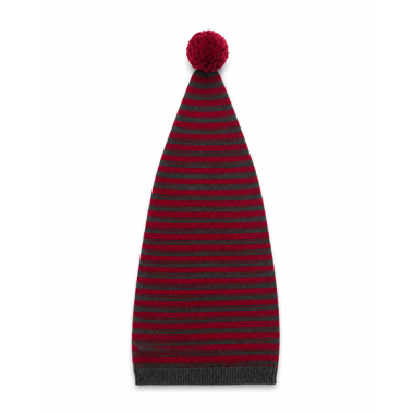 PIXIE HAT STRIPES RØD/GRÅ